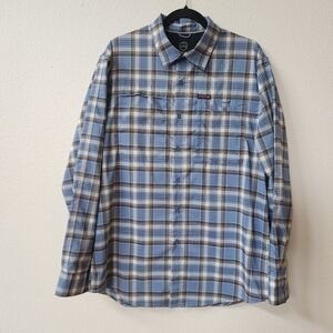 Wrangler ATG Men's Regular Fit Long Sleeve Button Up Shirt Blue Plaid Size Large